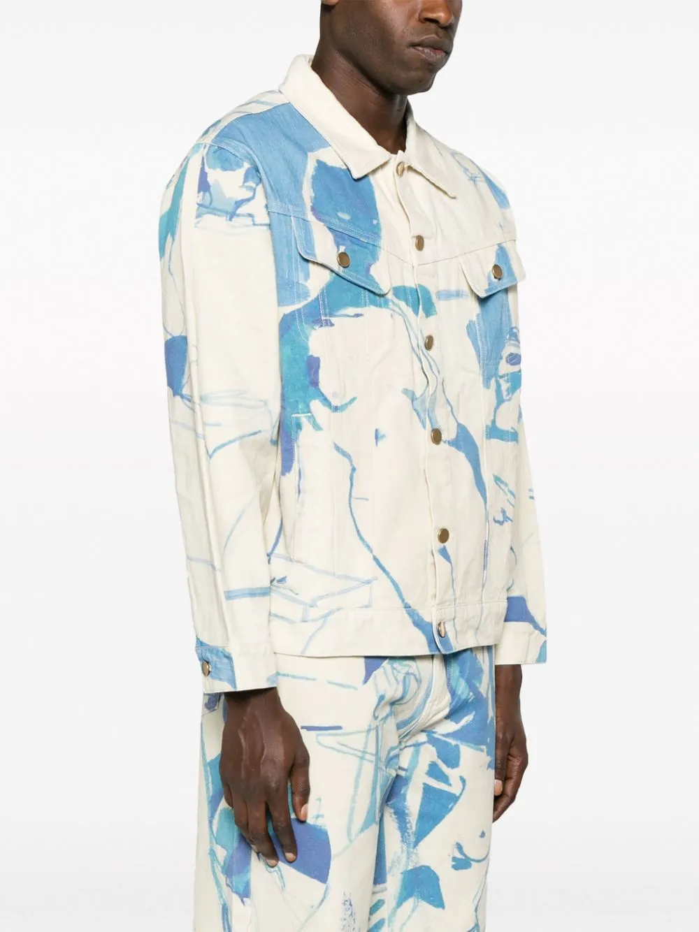 giacca in denim crema