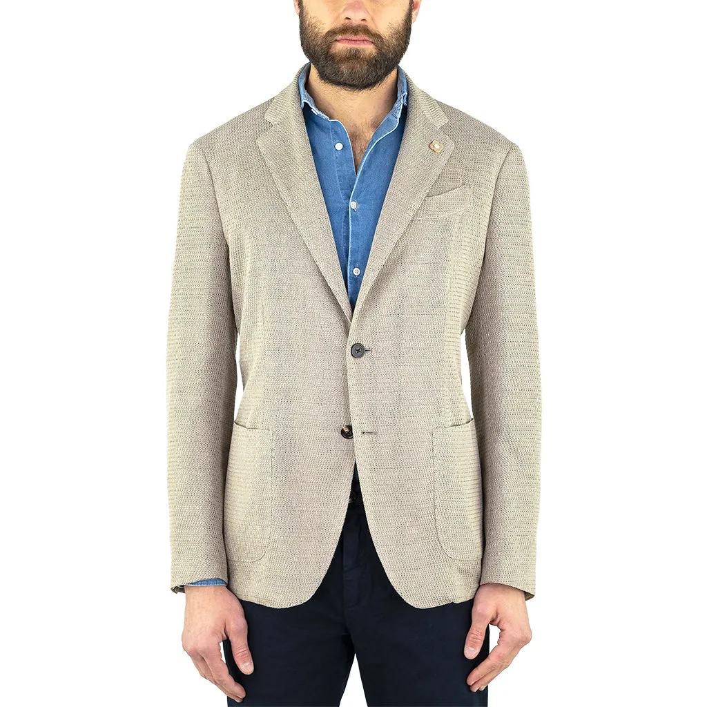 Giacca LARDINI Liknit in Tessuto Esclusivo Misto Lino Beige