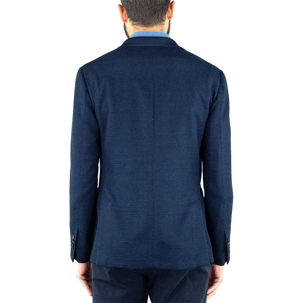 Giacca LARDINI Liknit in Tessuto Esclusivo Misto Lino Blu