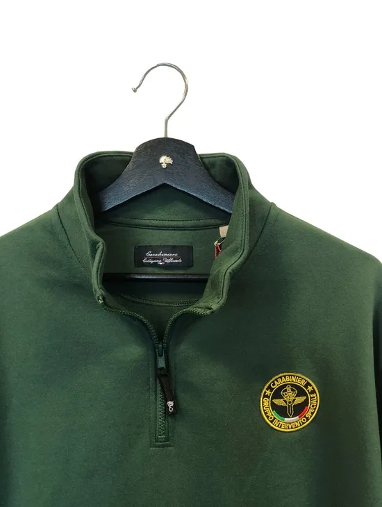 Gis Felpa Garzata Verdone 1/2 Zip Patch A Cuore