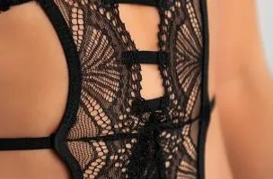 Intimo intero in pizzo Chitra, nero