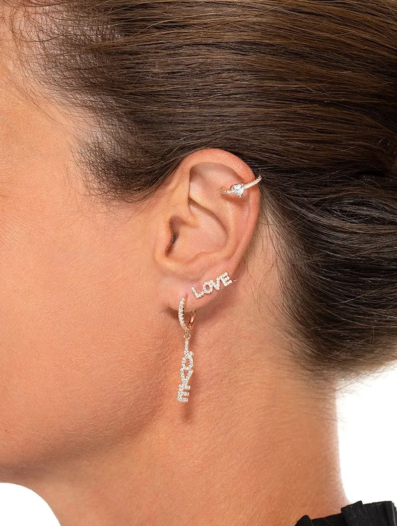 KATE EARCUFF IN ORO ROSA CON ZIRCONE A FORMA DI CUORE