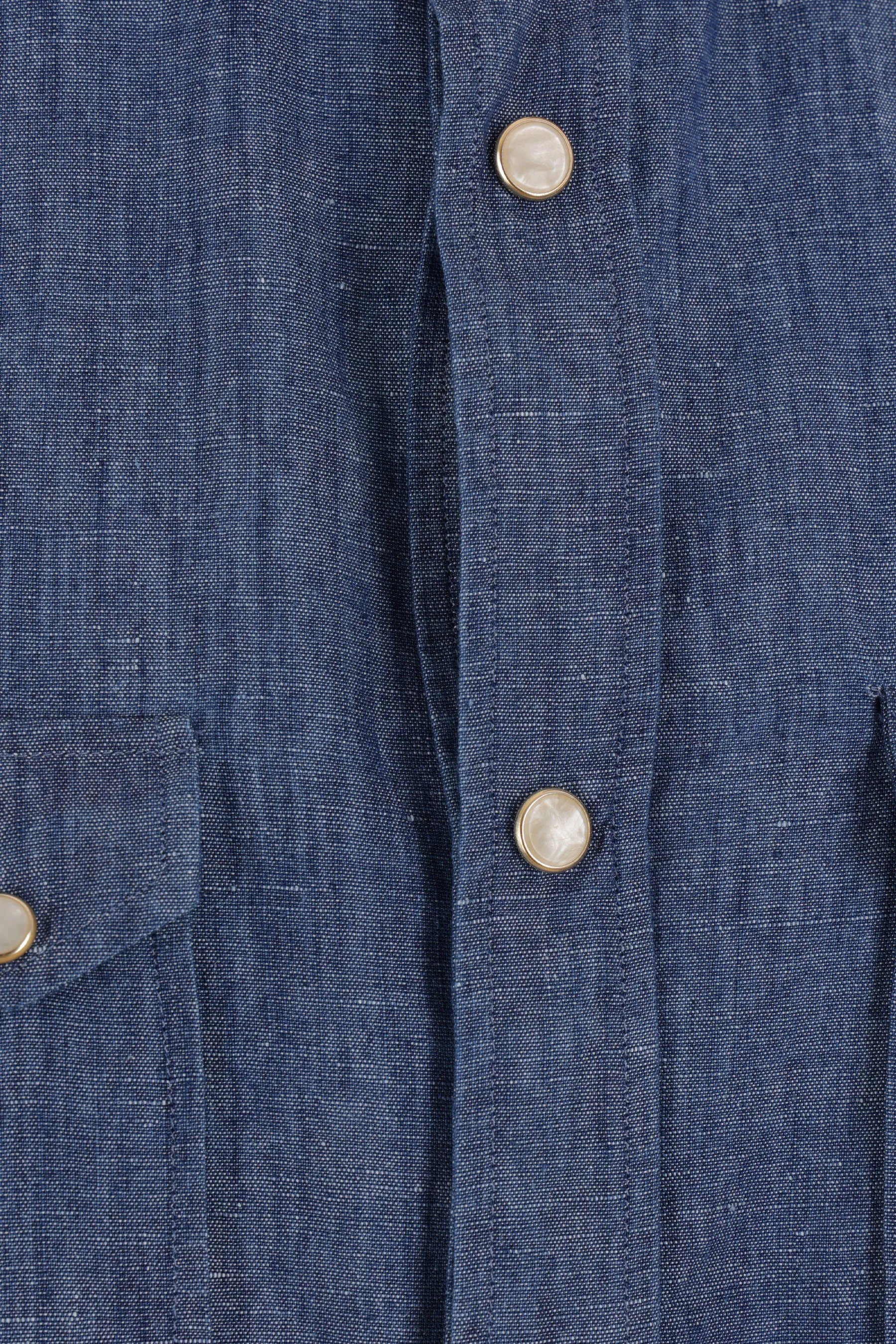 LARDINI camicia in chambray di cotone e lino