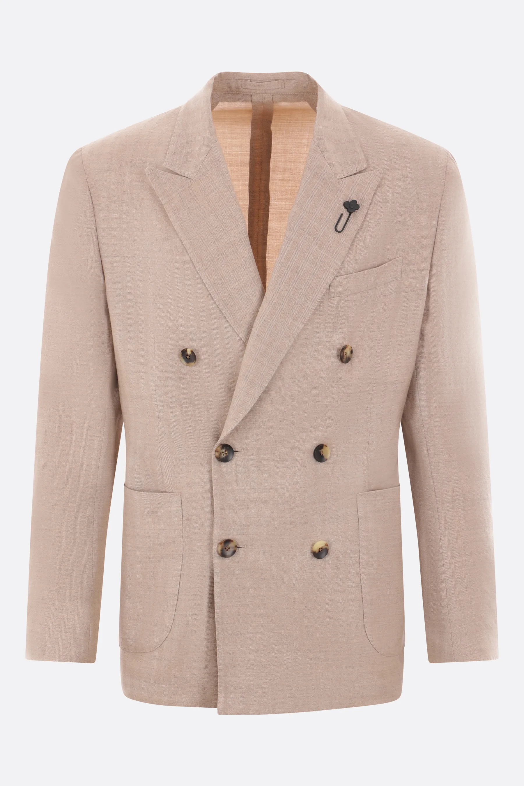 LARDINI giacca doppiopetto in misto cashmere e lana