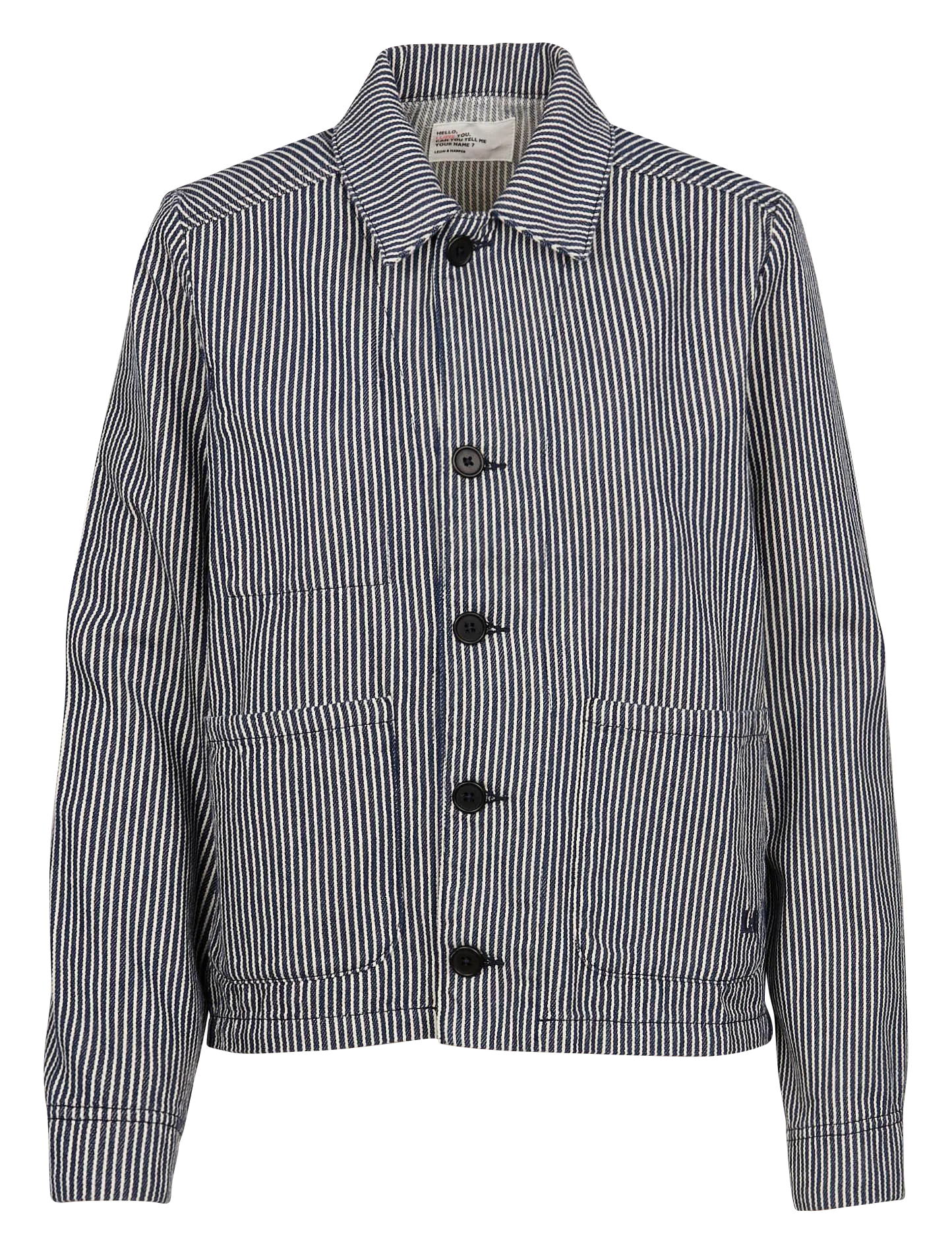  LEON & HARPER   VARDA - Giacca in denim dritta con collo classico in cotone | Beige