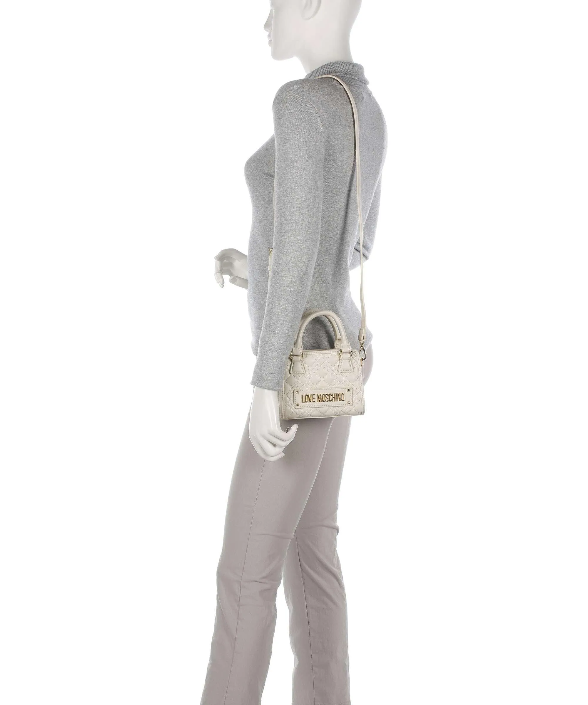  Love Moschino Quilted Borsa a tracolla pelle sintetica beige  