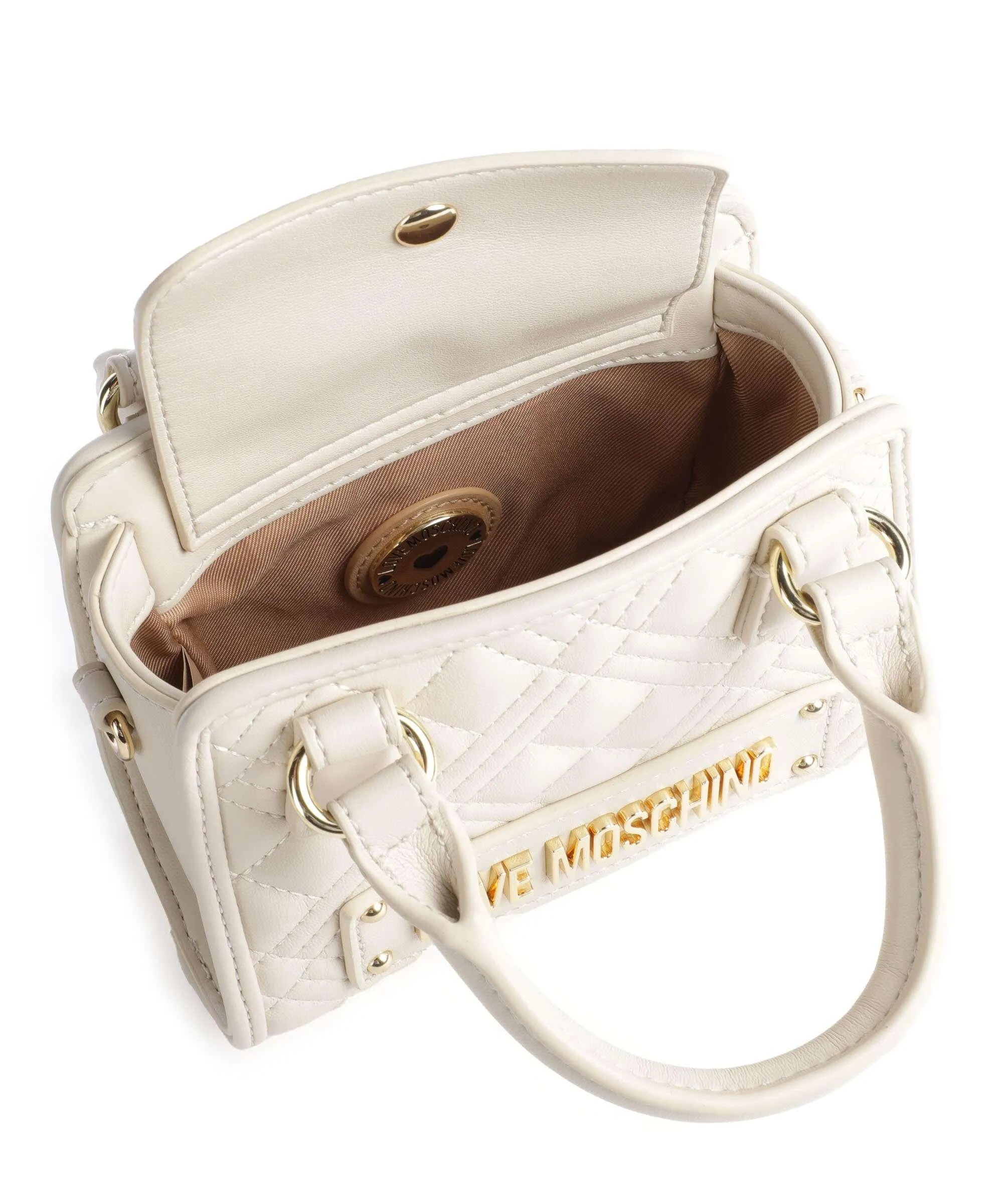  Love Moschino Quilted Borsa a tracolla pelle sintetica beige  
