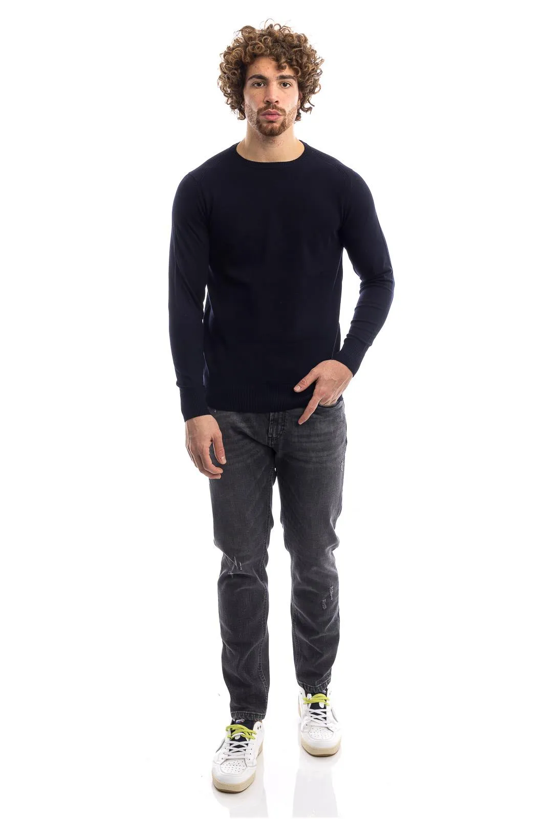 MAGLIA UOMO GIROCOLLO VERDE MILITARE e NERO OUTFIT UOMO
