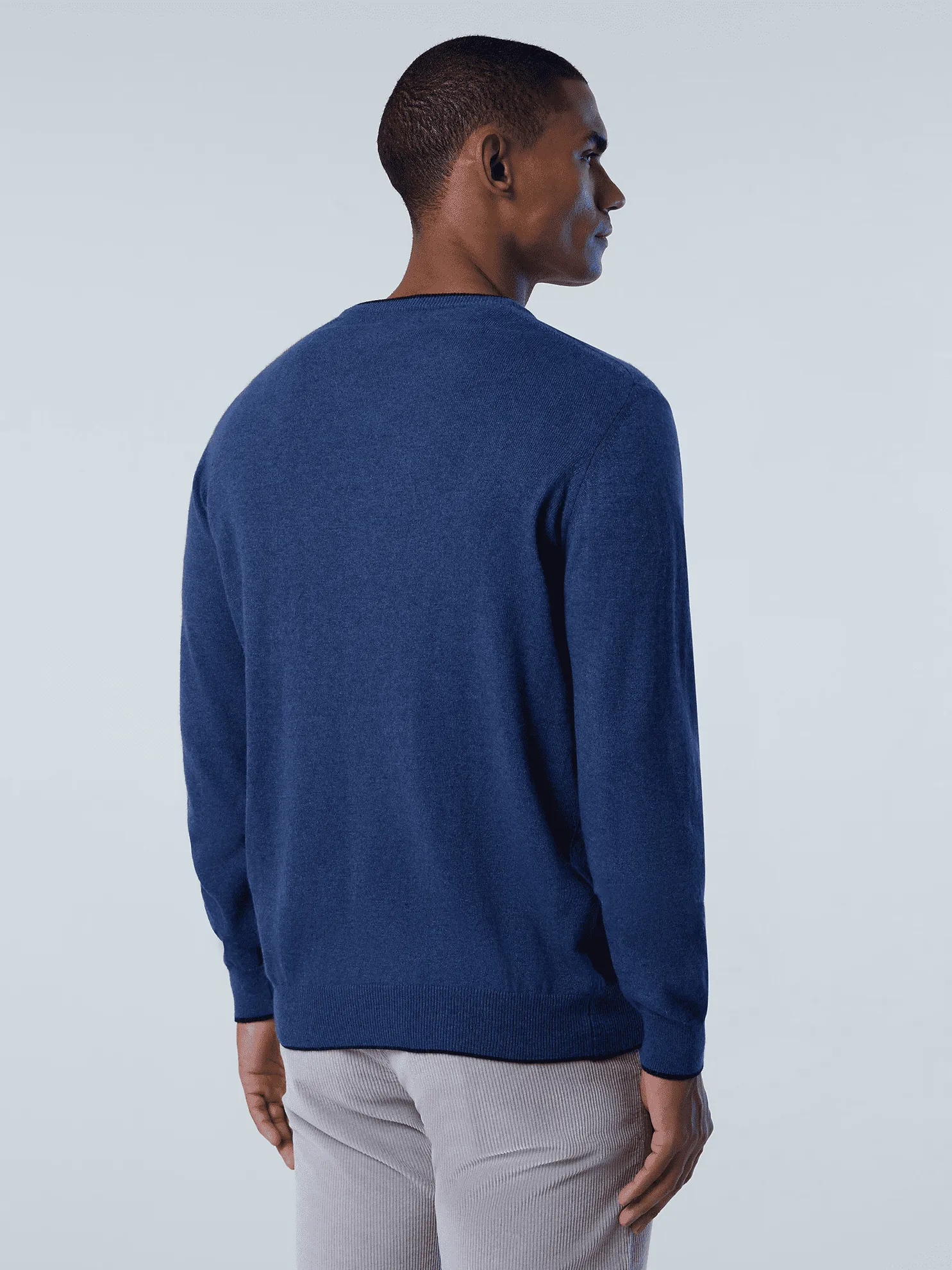 MAGLIONE DA UOMO NORTH SAILS V NECK 12 GG KNITWEAR CHINA BLUE MELANGE 699860 0747