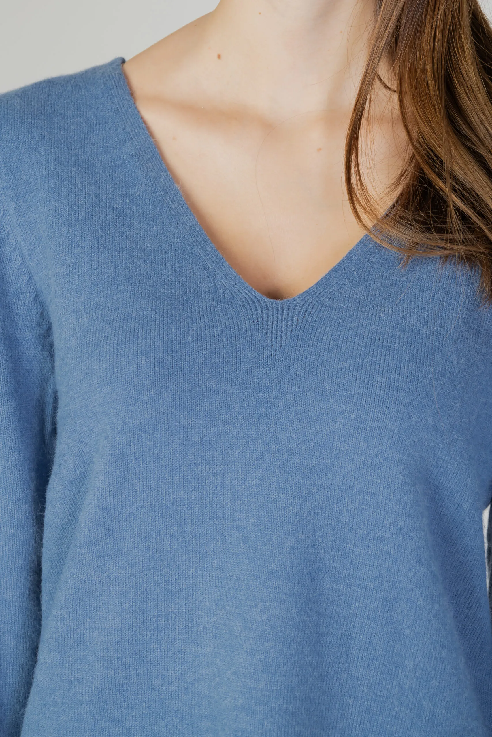 Maglione Vila Clothes VIRIL REV V-NECK L/S KNIT TOP – NOOS Blu Chiaro