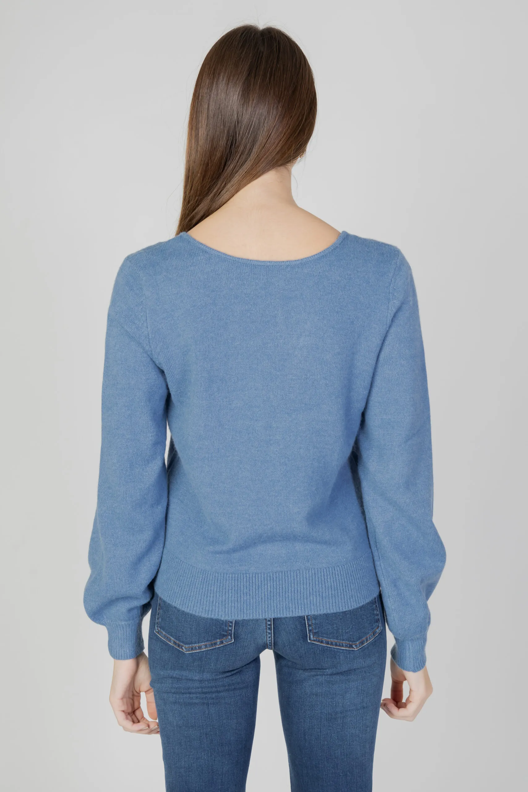Maglione Vila Clothes VIRIL REV V-NECK L/S KNIT TOP – NOOS Blu Chiaro