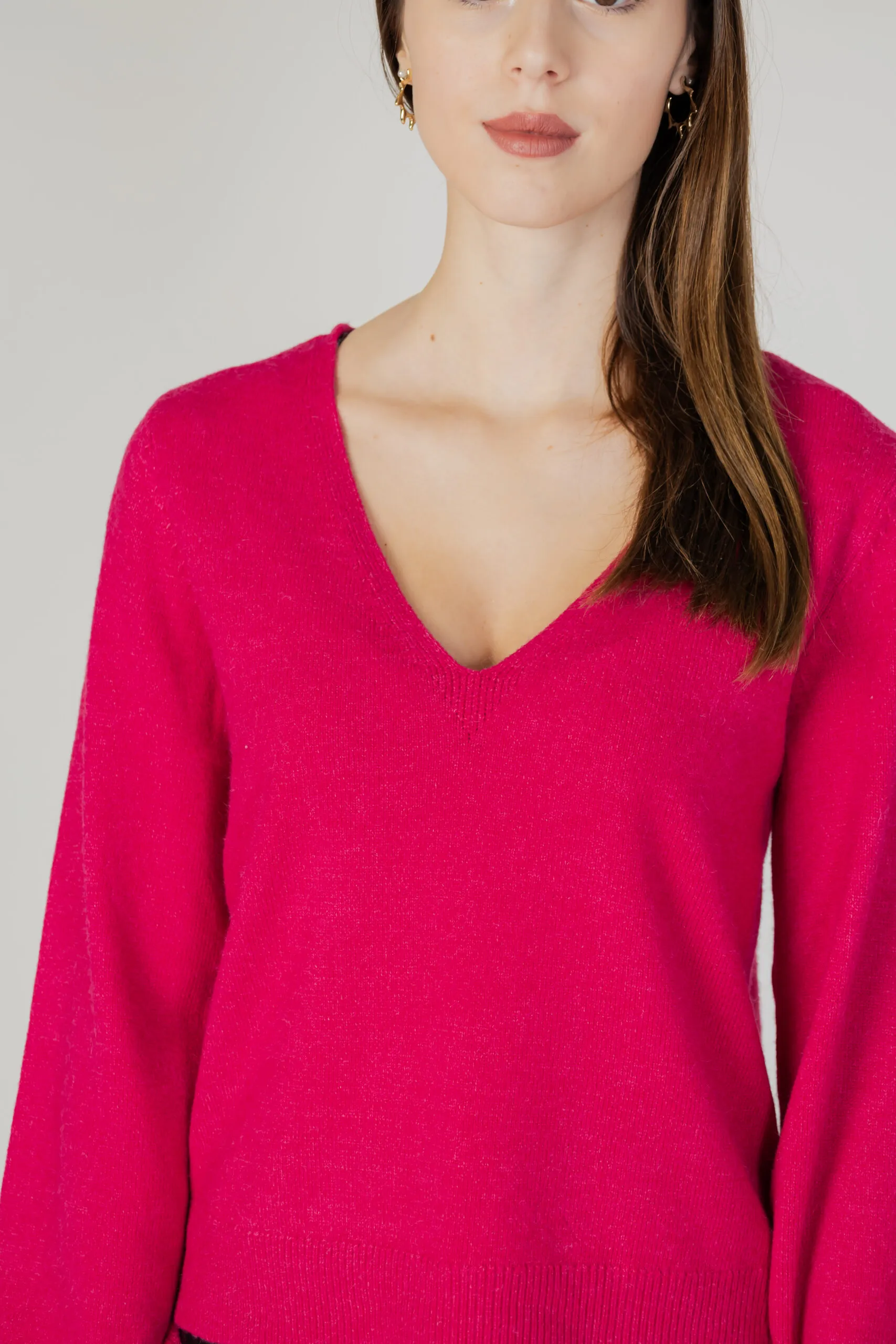 Maglione Vila Clothes VIRIL REV V-NECK L/S KNIT TOP – NOOS Fuxia