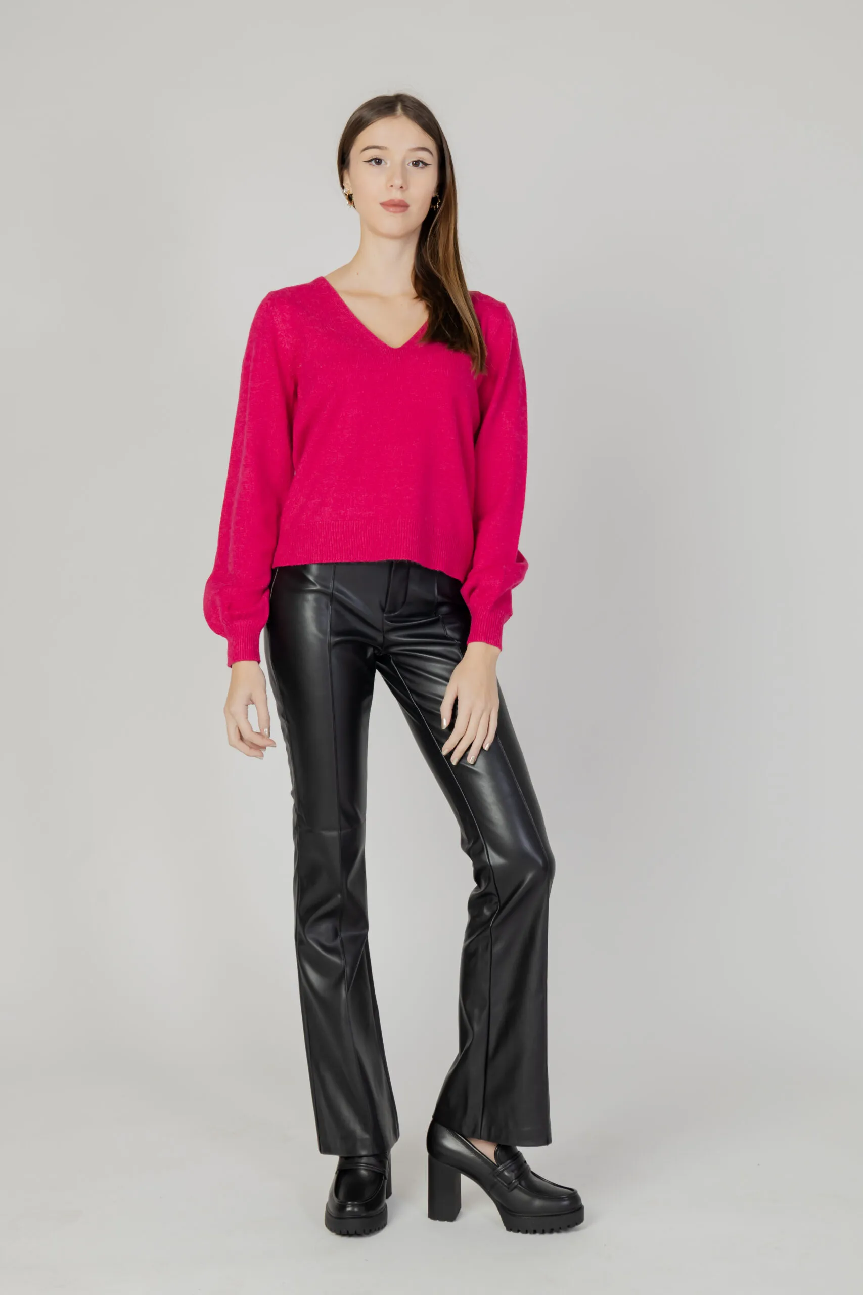 Maglione Vila Clothes VIRIL REV V-NECK L/S KNIT TOP – NOOS Fuxia