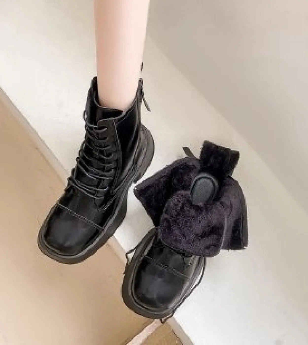 Martin Stivali 2022 Nuovo Autunno Inverno Delle Donne Della Piattaforma Laceup Stivaletti Neri Per Le Donne Zeppe Scarpe Sneaker