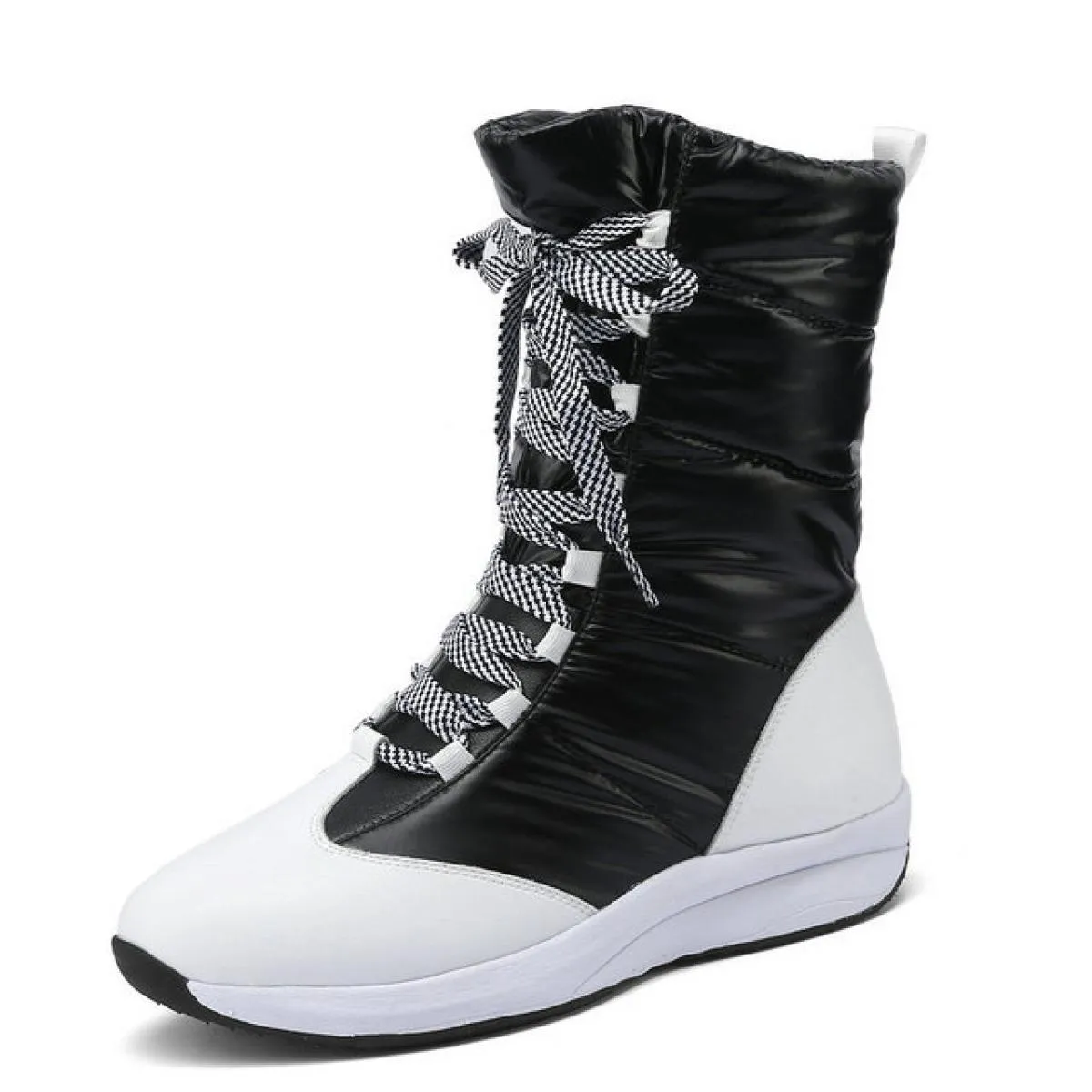 Moda Donna Stivaletti Inverno Caldo Donna Piumini Stivali da neve Piattaforme stringate Scarpe corte casual Scarpe basse da donn