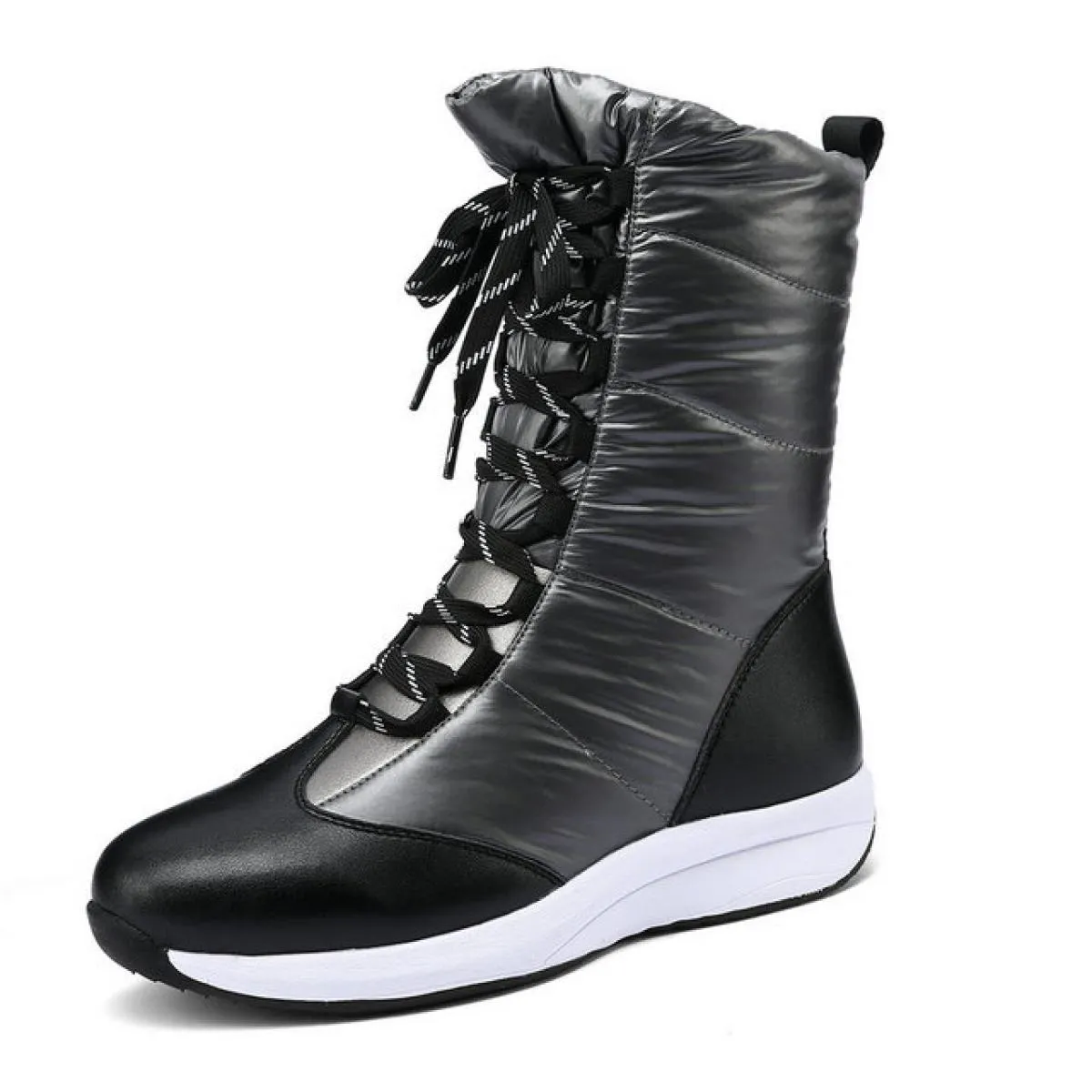 Moda Donna Stivaletti Inverno Caldo Donna Piumini Stivali da neve Piattaforme stringate Scarpe corte casual Scarpe basse da donn