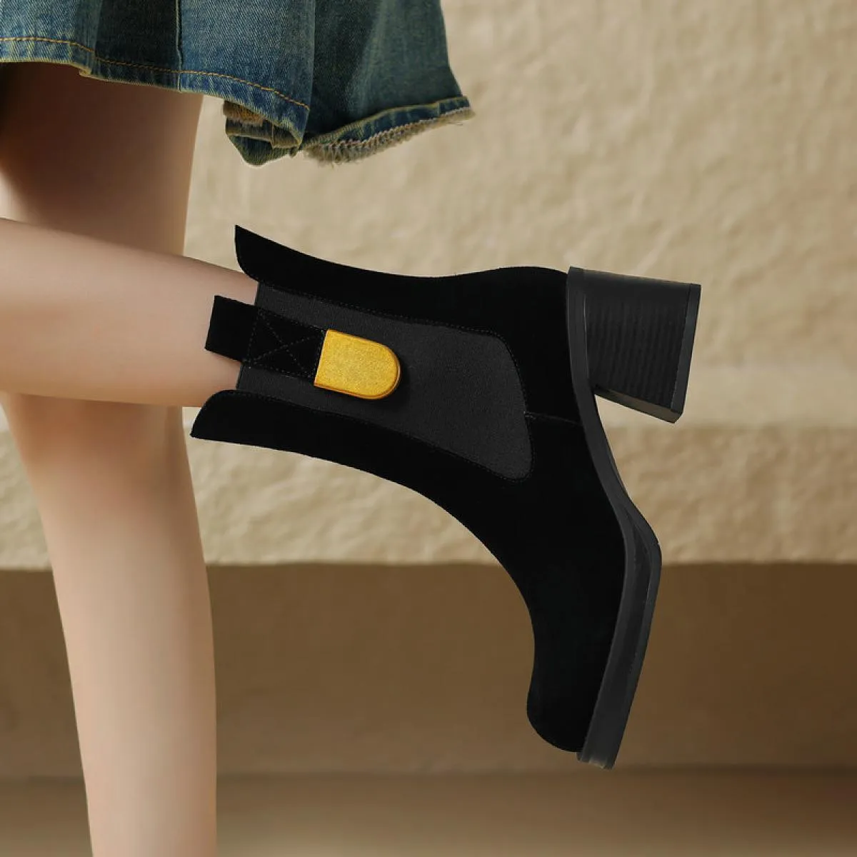 Moda Donna Tacchi alti Stivaletti in vera pelle Autunno Inverno Autunno Abito da festa femminile Scarpe da lavoro Donna