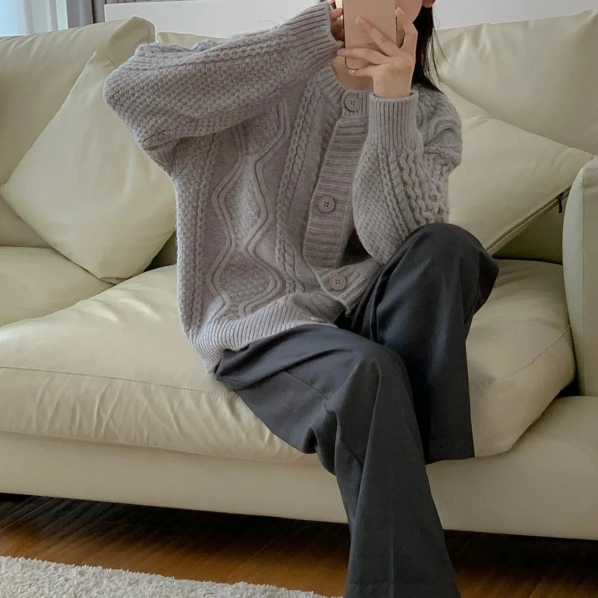 Morbido cardigan corto da donna 2023 autunno nuovo girocollo sciolto maglione lavorato a maglia intrecciato