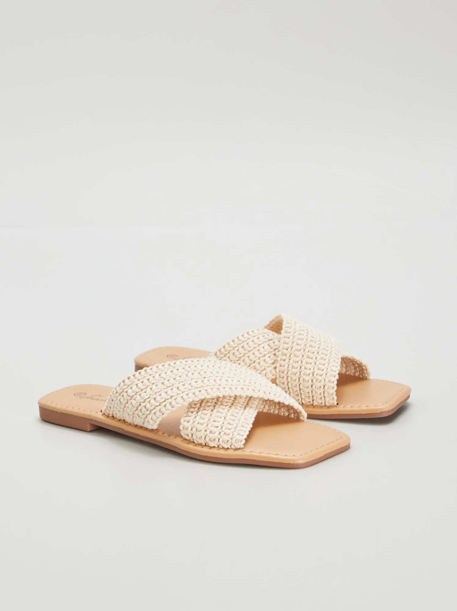 Mules basse lavorate a maglia - BEIGE