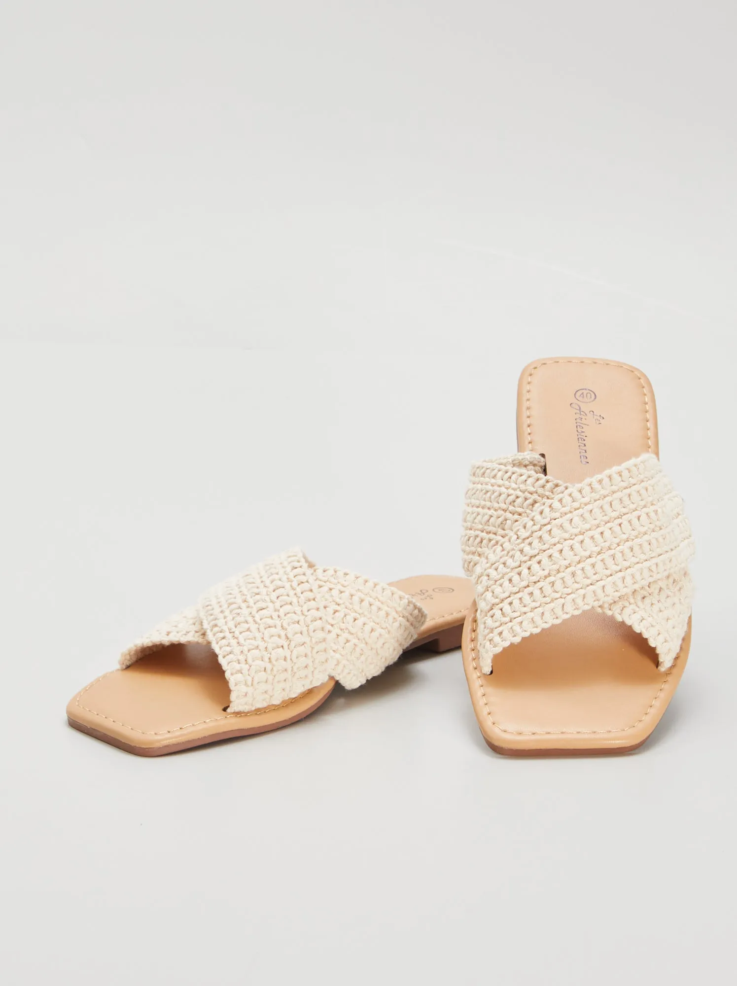Mules basse lavorate a maglia - BEIGE