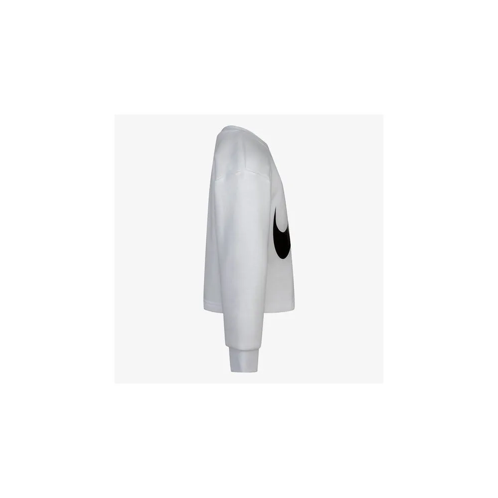 NIKE FELPA FLEECE BOXY CREW - BAMBINA - BIANCO - 36I330-001