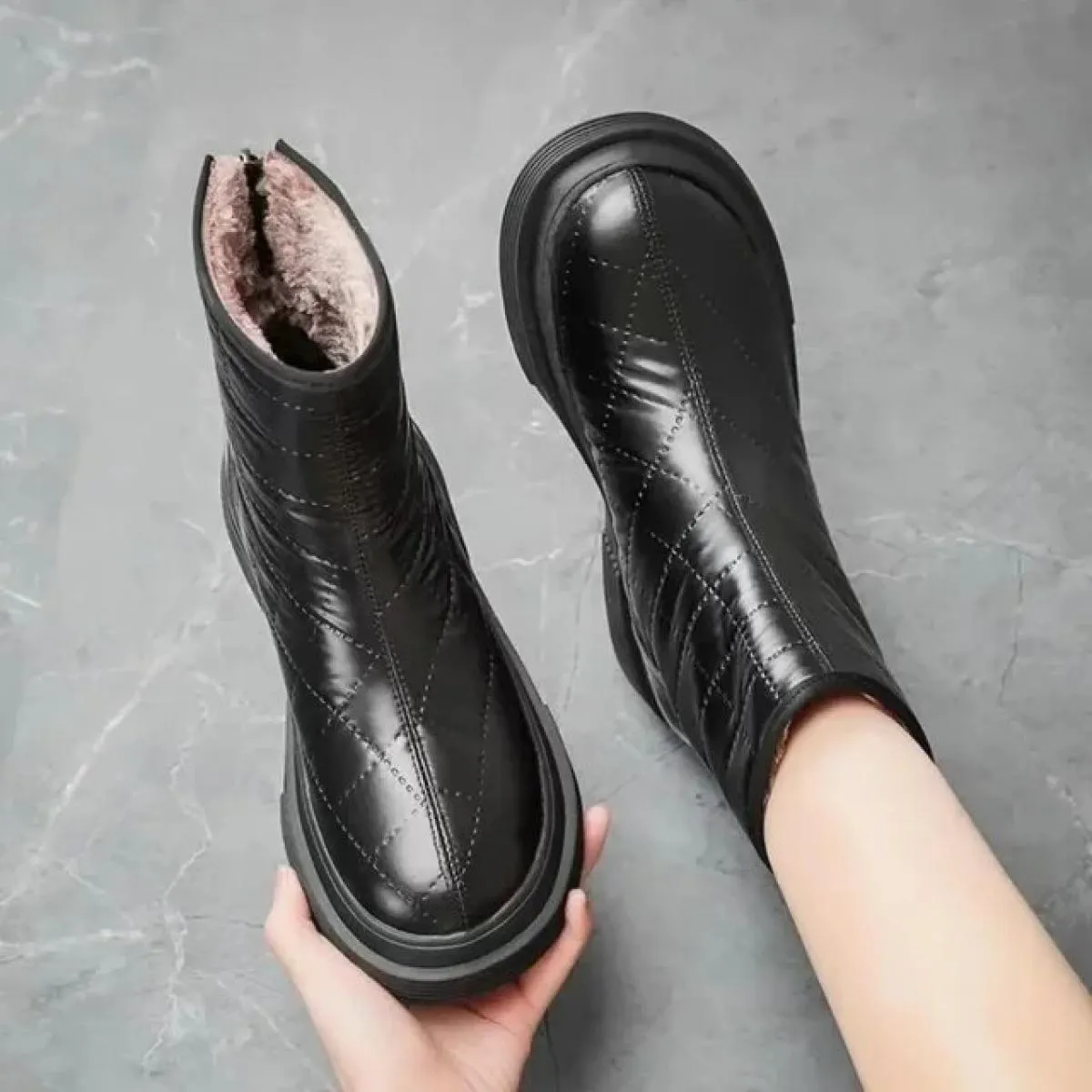 Nuovi stivali da neve invernali antiscivolo e impermeabili da donna Stivaletti caldi Scarpe imbottite in cotone Comode casual ti