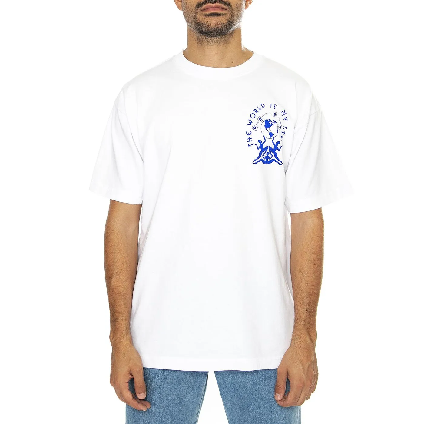Obey The World Is My Stage Heavy Weight Tee White - Maglietta Girocollo Uomo Bianca    
