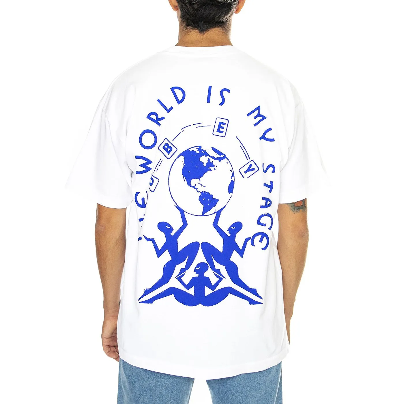 Obey The World Is My Stage Heavy Weight Tee White - Maglietta Girocollo Uomo Bianca    
