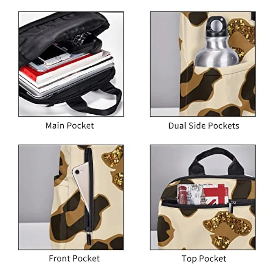 OTRAHCSD Zaino marrone leopardato Lightweigh per uomo donna, zaino casual per escursionismo, campeggio, viaggi, attività all’ape