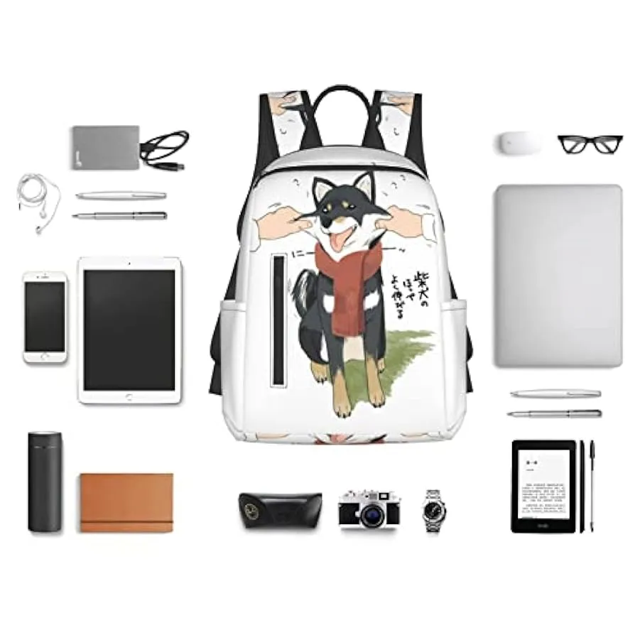 OTRAHCSD Zaino, nero Shiba Dog Lightweigh zaino per uomini e donne, zaino casual per escursioni, campeggio, viaggi, all’aperto 1