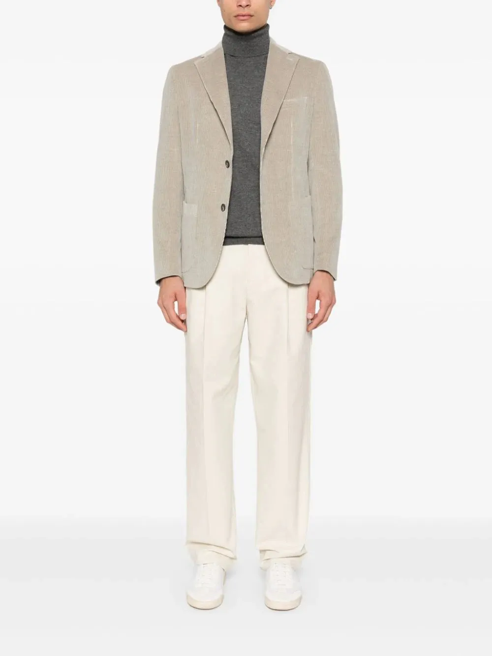 Pantaloni di Lardini che sente in twill di cotone color crema