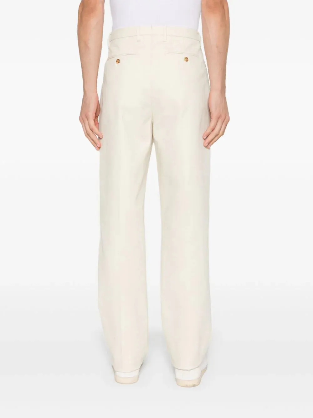 Pantaloni di Lardini che sente in twill di cotone color crema