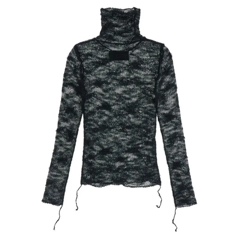 Pullover a collo alto distressed