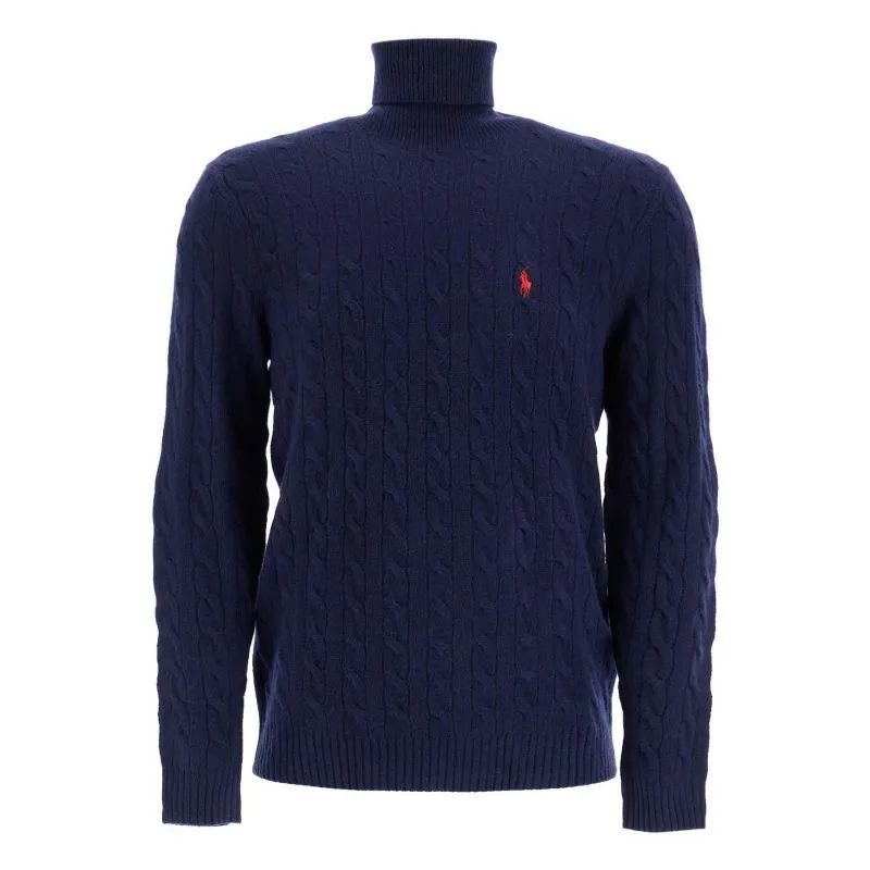 Pullover a collo alto in lana e cachemire a trecce