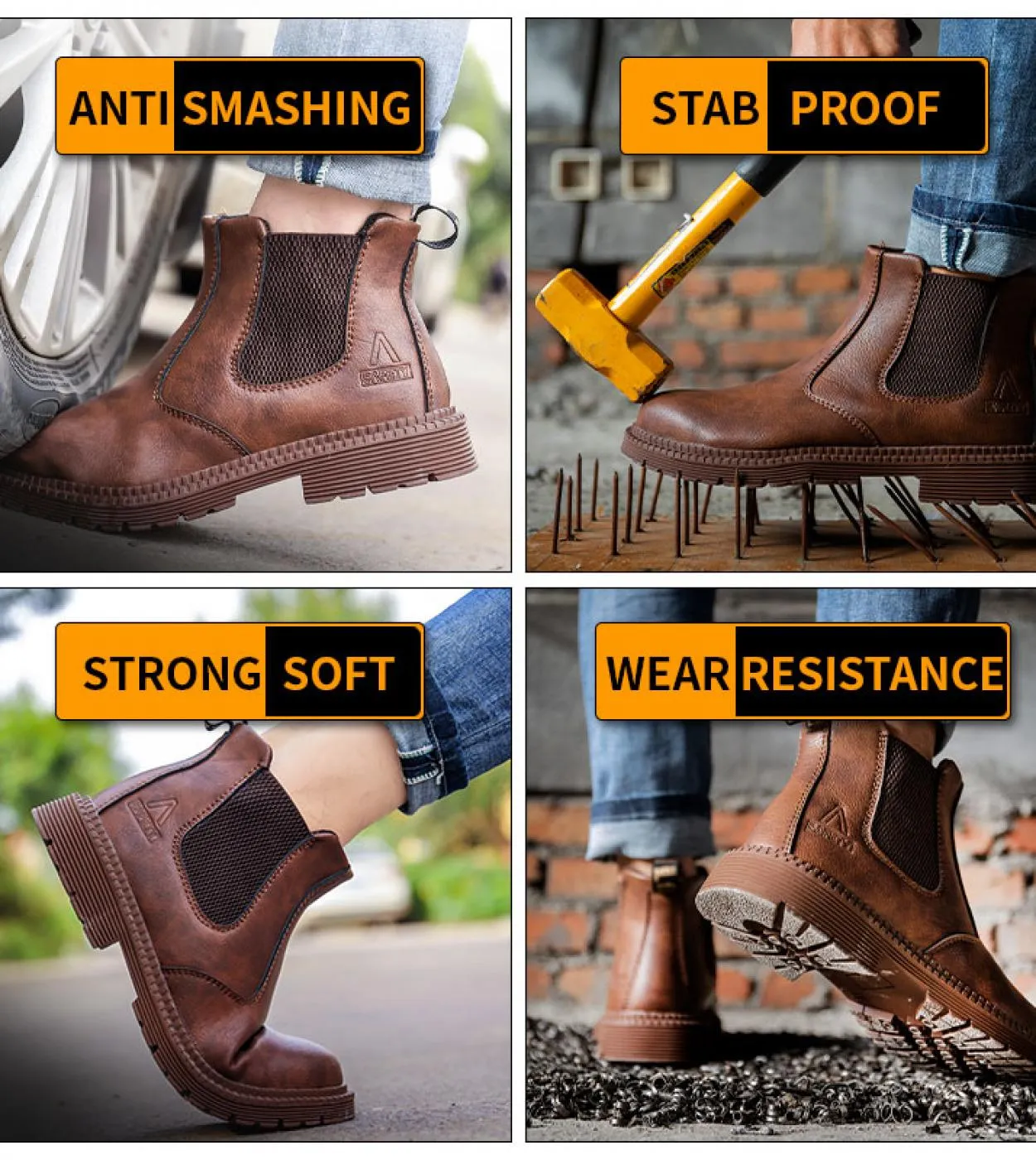 Scarpe da lavoro antinfortunistiche impermeabili per uomo Chelsea Steel Head Stivali in pelle Calzature maschili Sicurezza costr