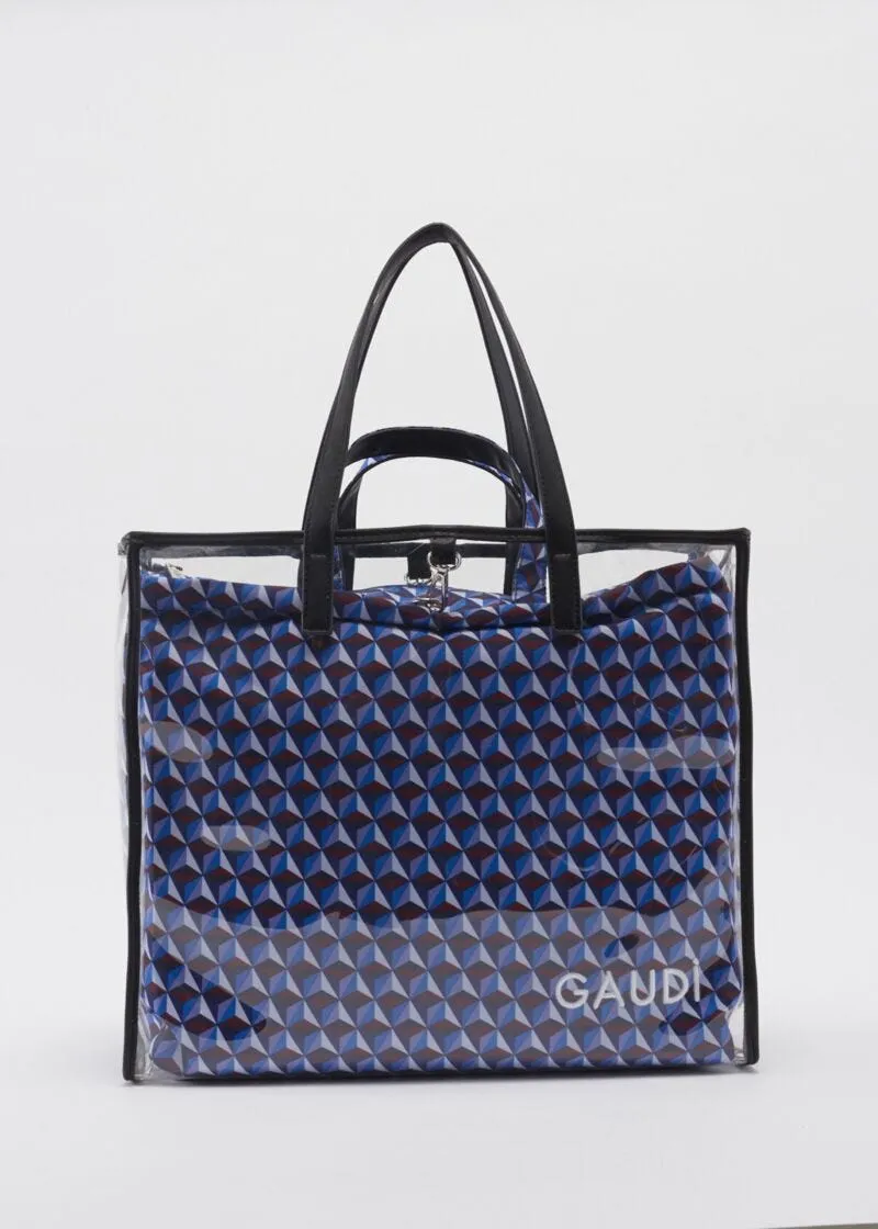 Shopping bag blu con pochette