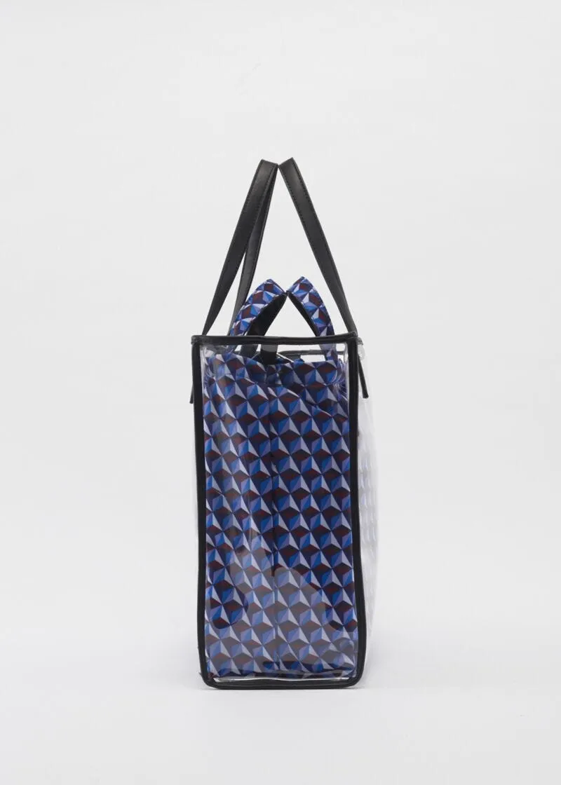 Shopping bag blu con pochette