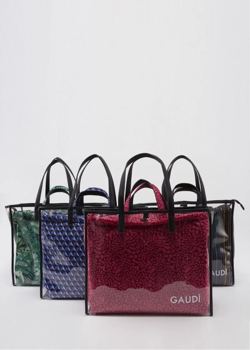 Shopping bag blu con pochette