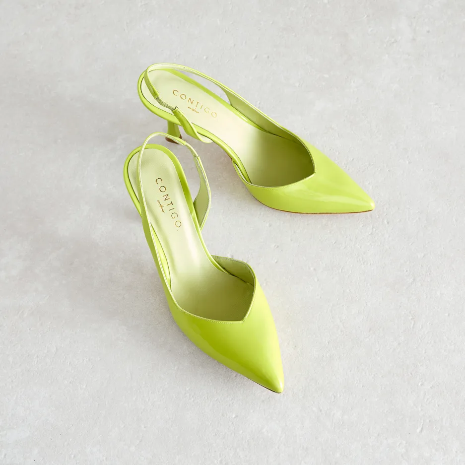 Slingback Verde in Vernice