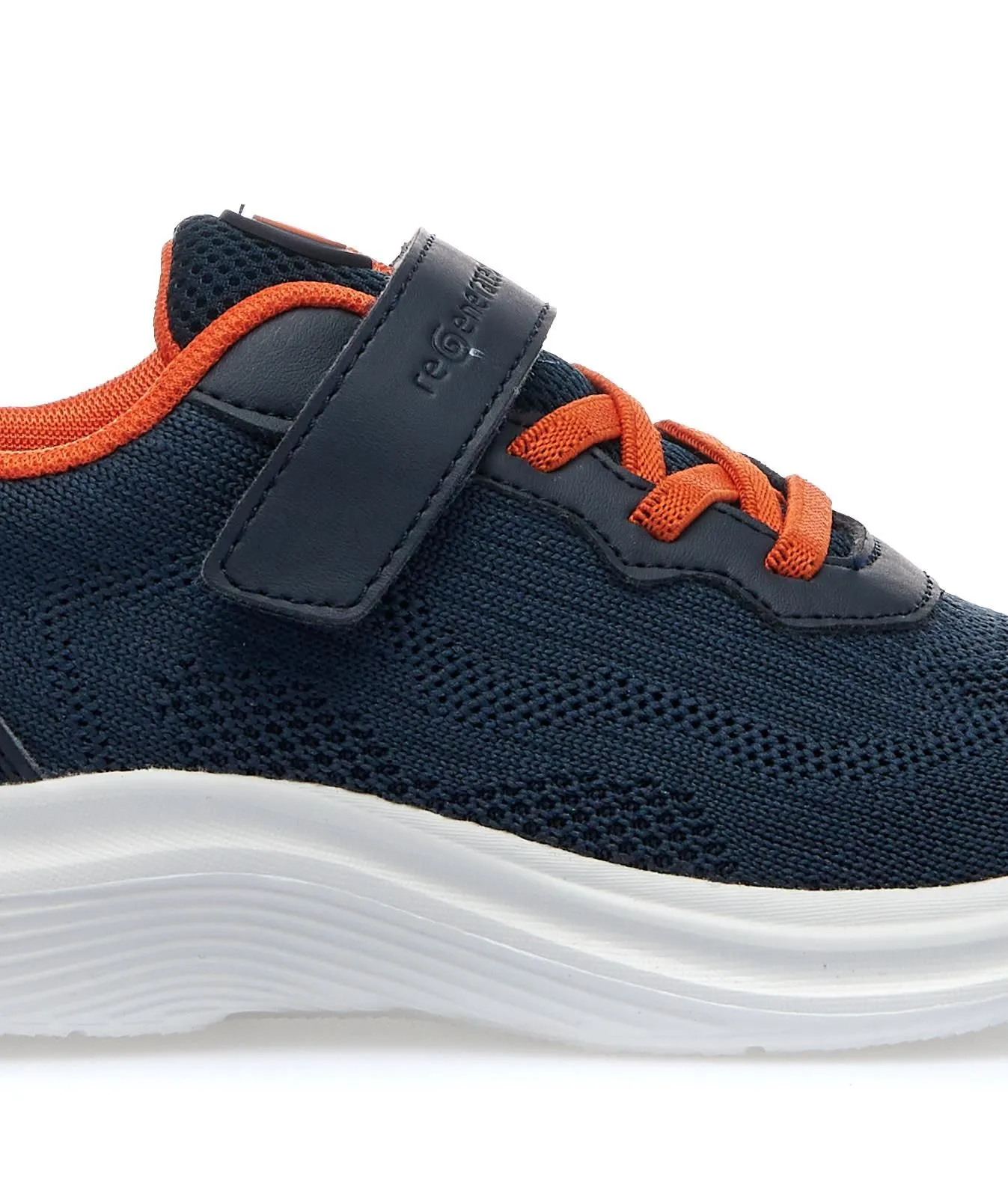 Sneakers blu da bambino in tessuto riciclato con strappo