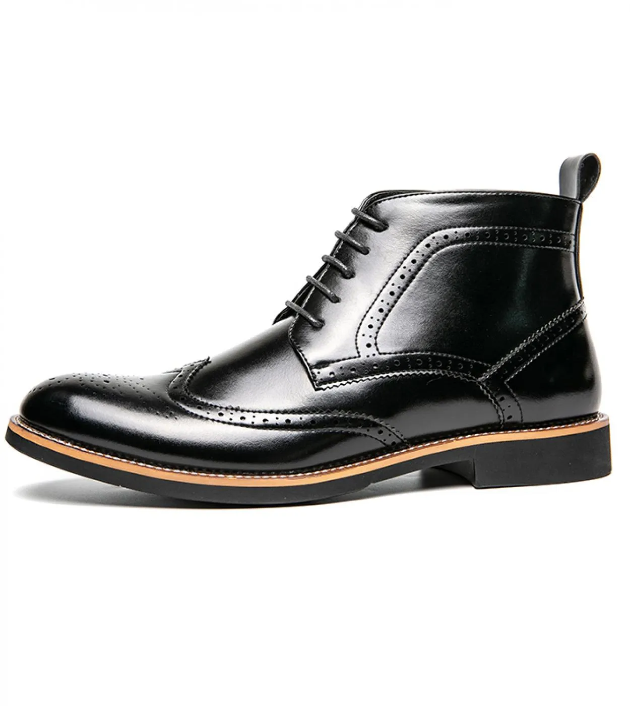 Stivaletti britannici Scarpe da uomo Moda Retro Tinta unita Pu Punta tonda Bullock Punta alare intagliata Stringata Casual Strad