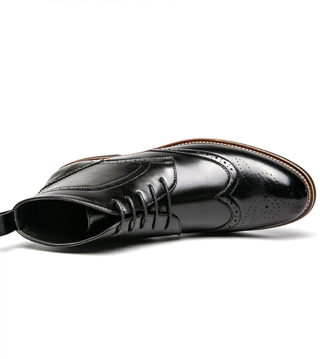 Stivaletti britannici Scarpe da uomo Moda Retro Tinta unita Pu Punta tonda Bullock Punta alare intagliata Stringata Casual Strad