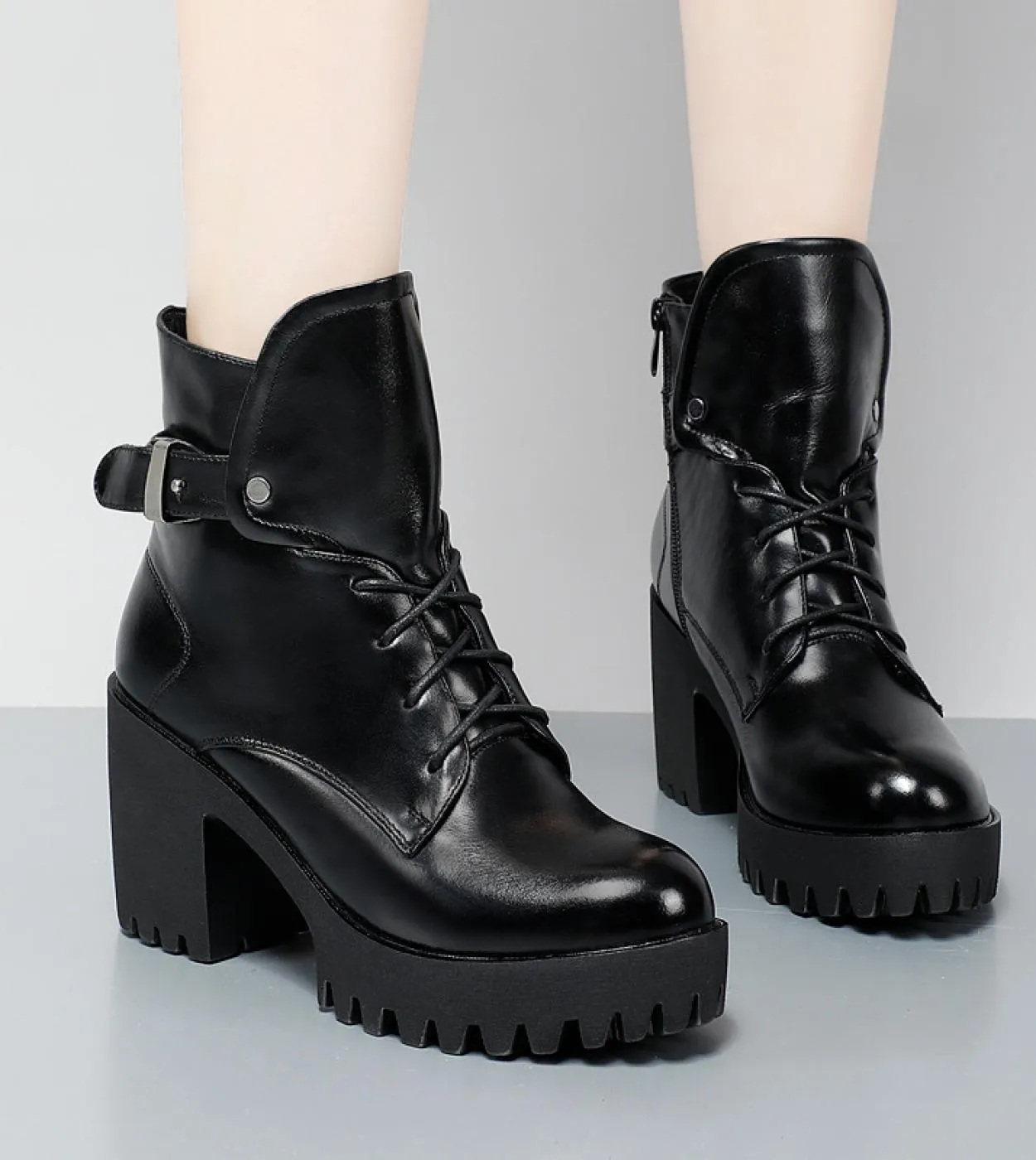 Stivaletti Scarpe da donna femminili Stivali invernali con plateau con tacco spesso Calzature da donna Comodi sport allaperto i