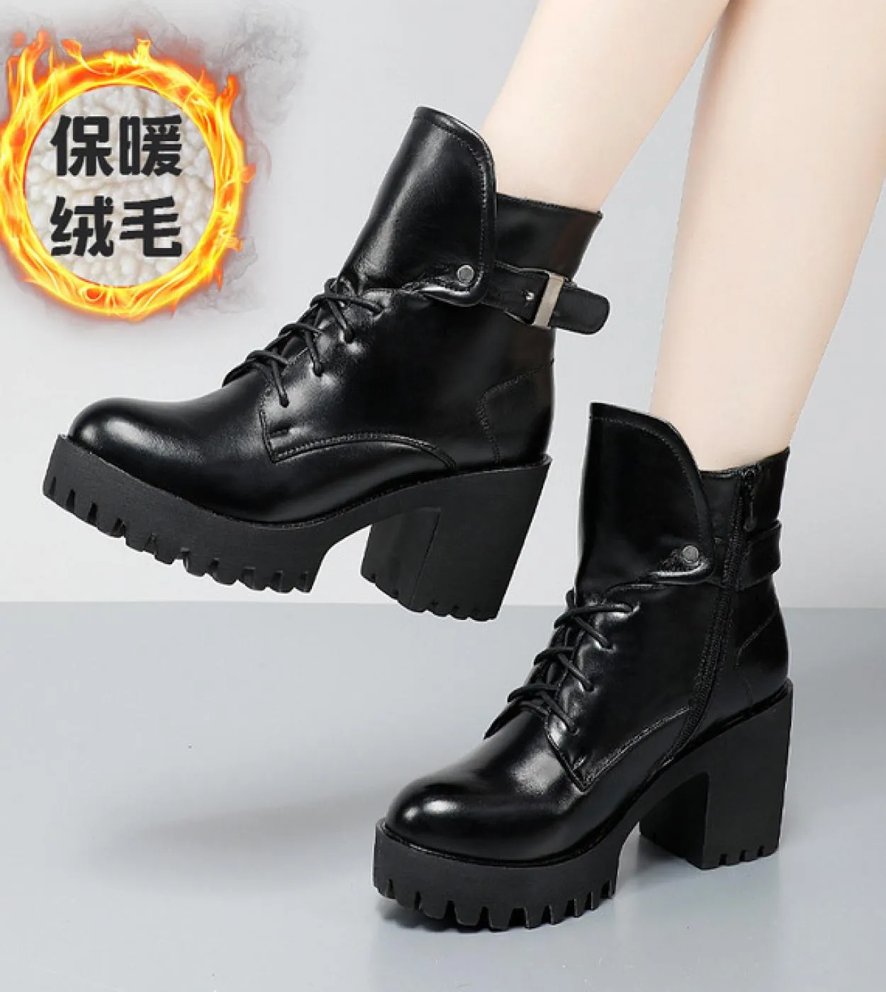 Stivaletti Scarpe da donna femminili Stivali invernali con plateau con tacco spesso Calzature da donna Comodi sport allaperto i