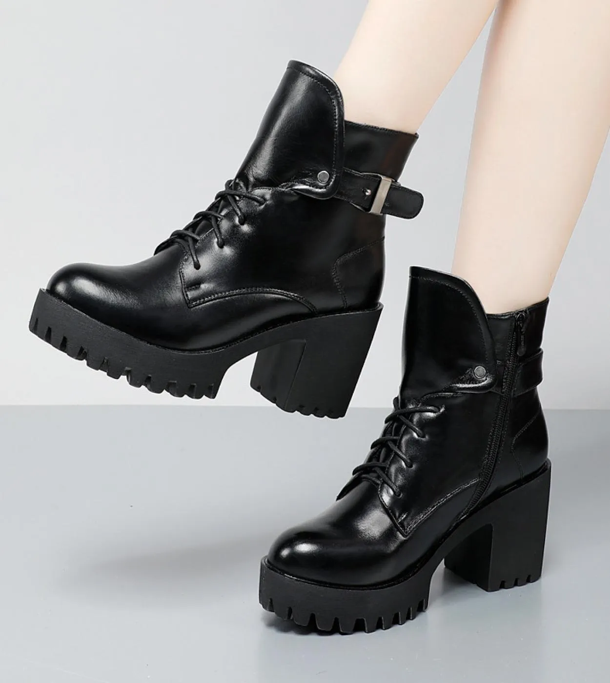 Stivaletti Scarpe da donna femminili Stivali invernali con plateau con tacco spesso Calzature da donna Comodi sport allaperto i