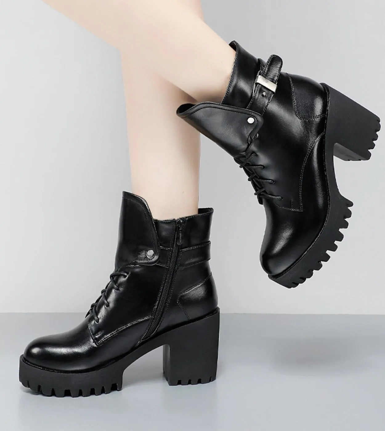 Stivaletti Scarpe da donna femminili Stivali invernali con plateau con tacco spesso Calzature da donna Comodi sport allaperto i