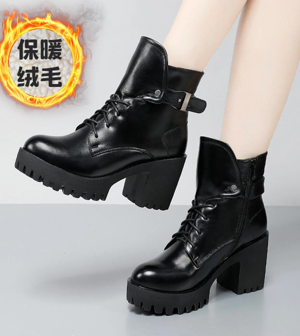 Stivaletti Scarpe da donna femminili Stivali invernali con plateau con tacco spesso Calzature da donna Comodi sport allaperto i