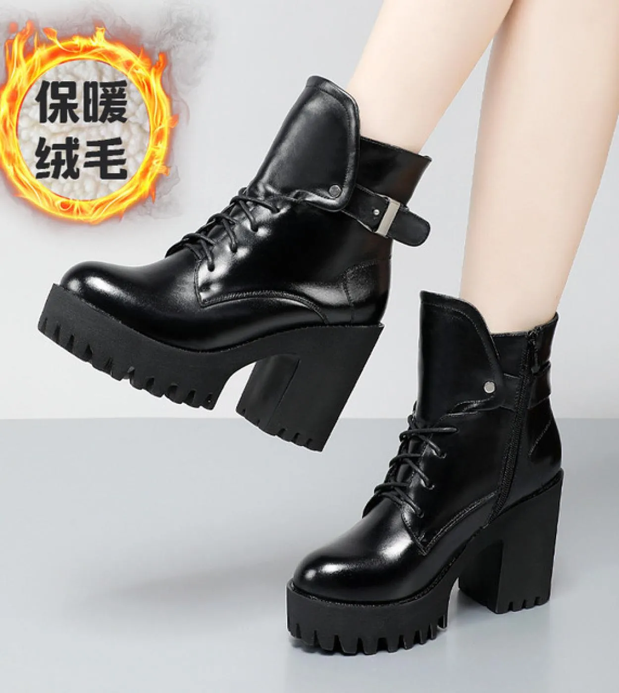 Stivaletti Scarpe da donna femminili Stivali invernali con plateau con tacco spesso Calzature da donna Comodi sport allaperto i