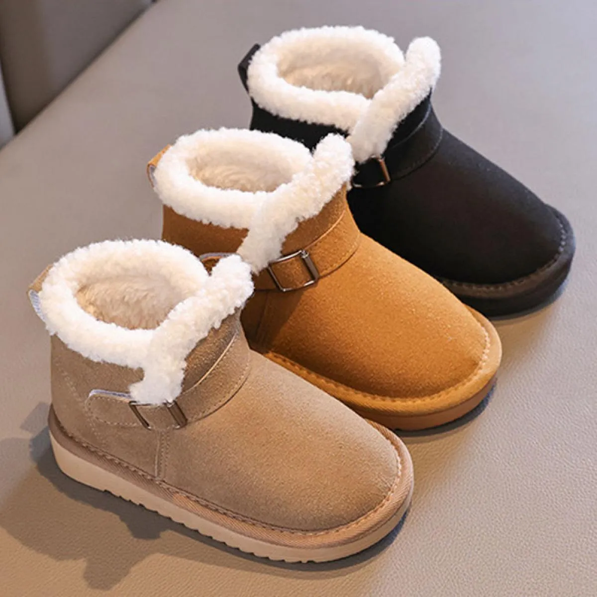 Stivali da neve per bambini Stivaletti in peluche addensati super caldi invernali per bambini Ragazze Ragazzi Scarpe piatte anti