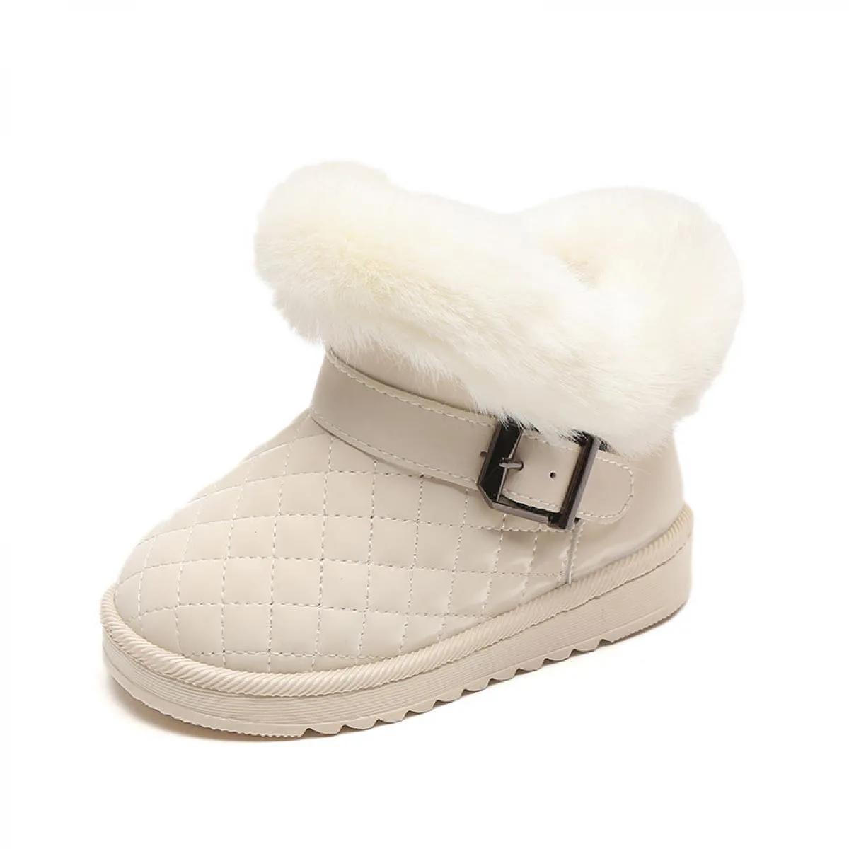 Stivali da neve per ragazze Stivali invernali caldi in peluche antiscivolo per bambini Stivaletti scozzesi Comfort Scarpe da bam